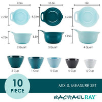 Elevate your kitchen experience with the 10-Piece Mix, Measure, and Utensil Set, which includes mixing bowls and measuring cups thoughtfully labeled by size and capacity. Ideal for precision cooking, these tools help ensure your culinary creations are consistently perfect.