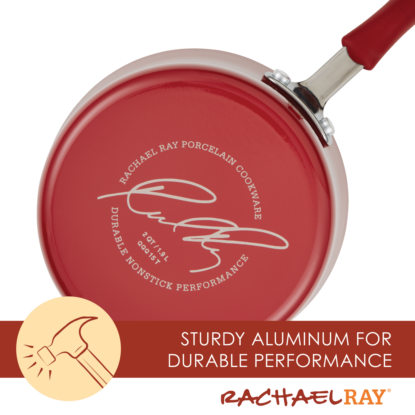 14-Piece Nonstick Cookware and Measuring Cup Set | Cranberry Red