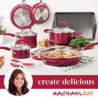 13-Piece Nonstick Induction Cookware Set with glass lids, dishwasher safe.