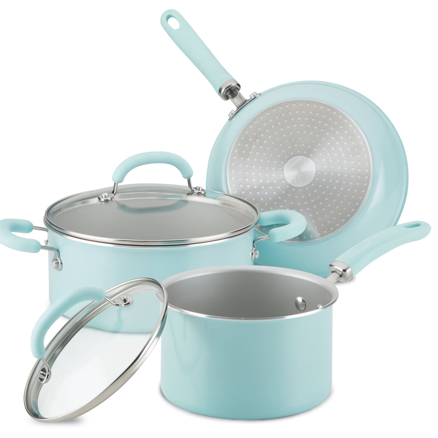 13-Piece Nonstick Induction Cookware Set, dishwasher safe with glass lids.