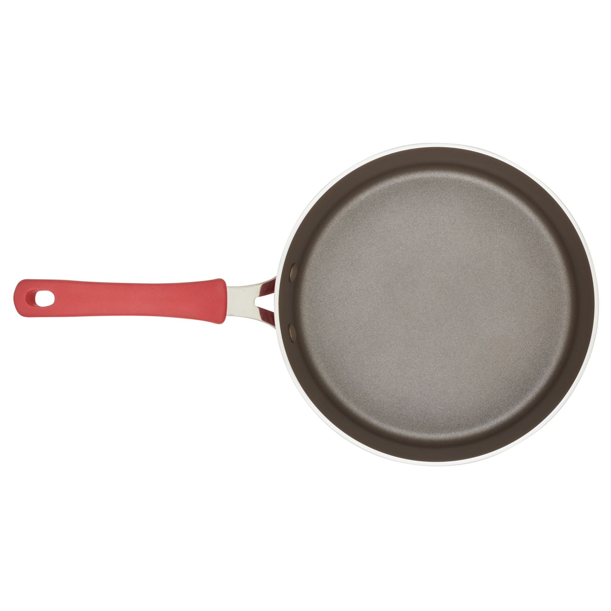 Introducing the 3-Quart Cook + Create Nonstick Sauté Pan with Lid, featuring a stylish red handle and designed on a sleek white backdrop. This pan is ideal for achieving flawless browning and easy cleanup. Its oven-safe construction adds versatility to your kitchen, making it perfect for all your culinary needs.