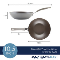 The 10.5-Inch Cook + Create Nonstick Open Stir Fry by Rachael Ray blends style with practicality, boasting a nonstick finish and clear measurement markings.
