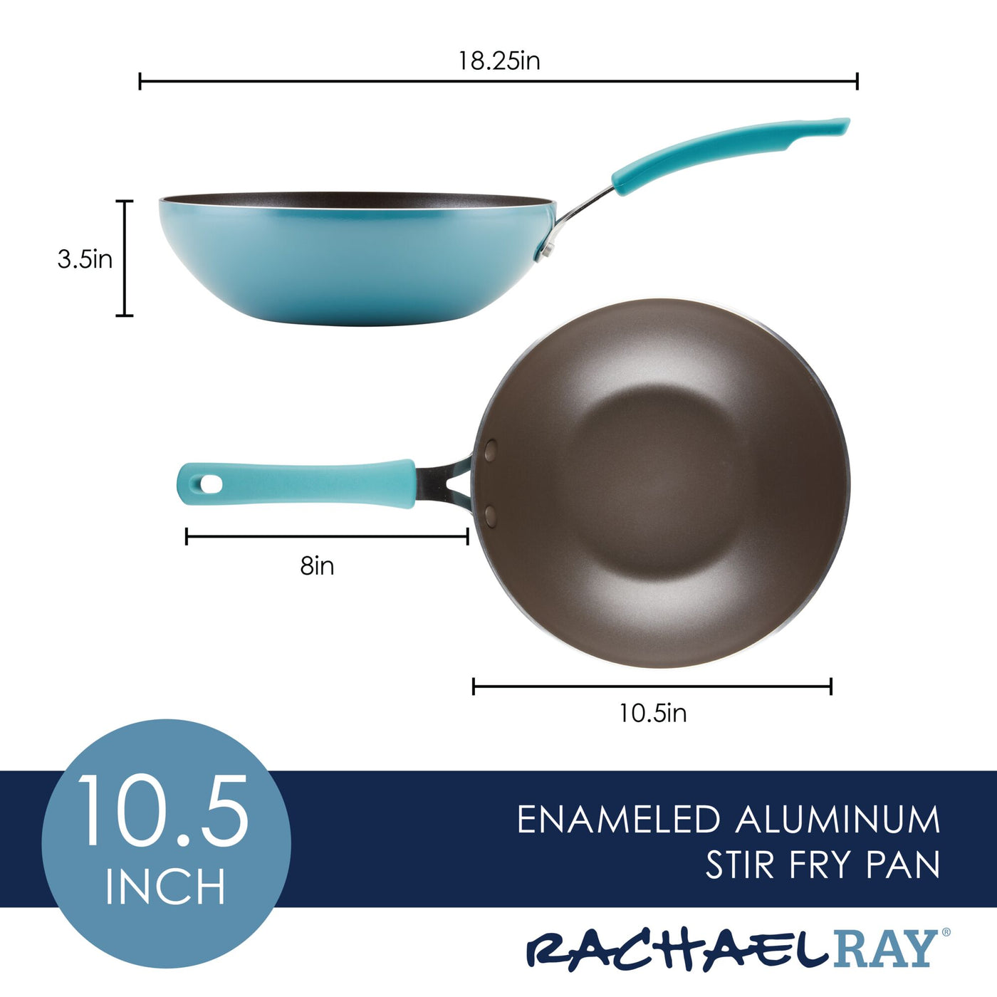 Explore the blue and brown 10.5-Inch Cook + Create Nonstick Open Stir Fry pan by Rachael Ray, ideal for enhancing your culinary adventures.