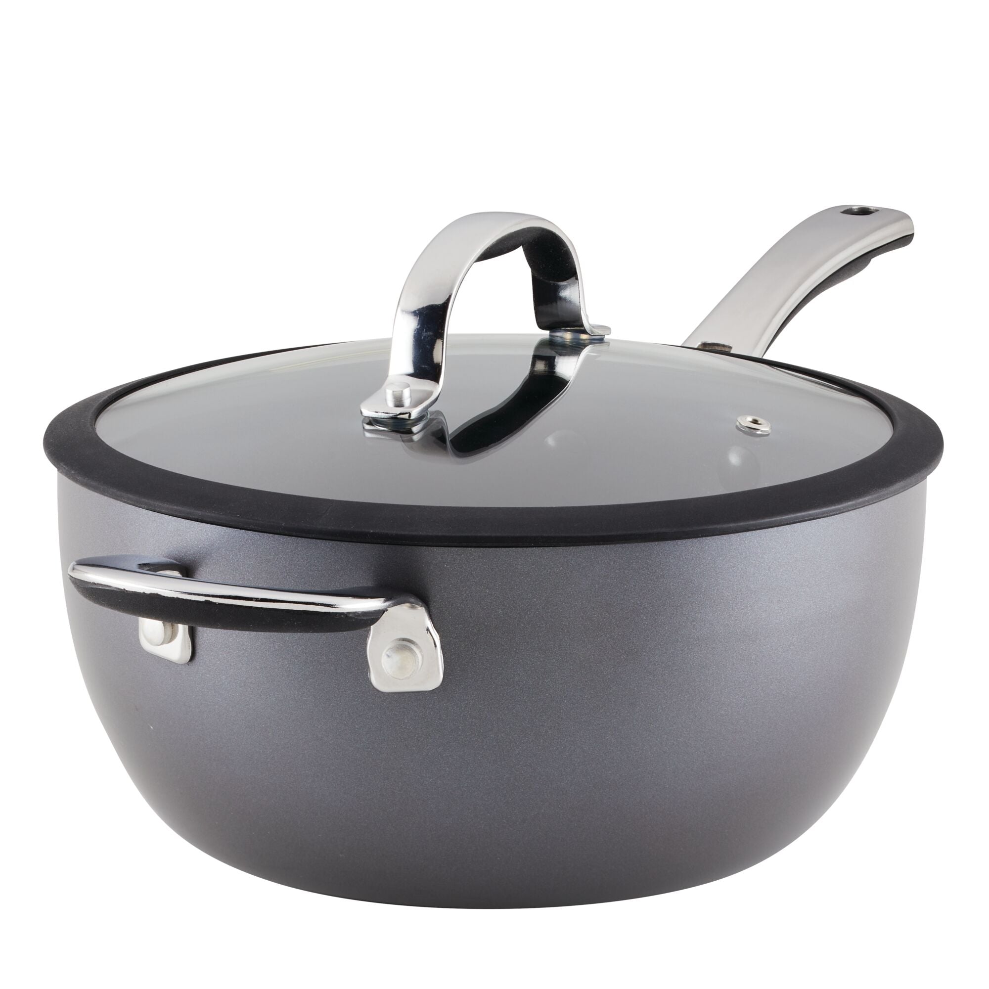 4.5-Quart Hard Anodized Nonstick Saucier Pan with Lid and Helper Handle