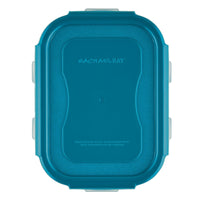 Introducing the teal rectangular food storage container from the "20-Piece Nestable Storage Containers" collection, featuring a 4-hinge locking system and labeled "Rachael Ray." It's expertly designed to keep your food fresh while providing convenience and style for your kitchen needs.