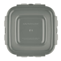 The Gray 30-Piece Nestable Food Storage Container set by Rachael Ray features a durable design with BPA-free materials and includes convenient instructions printed on the lid.