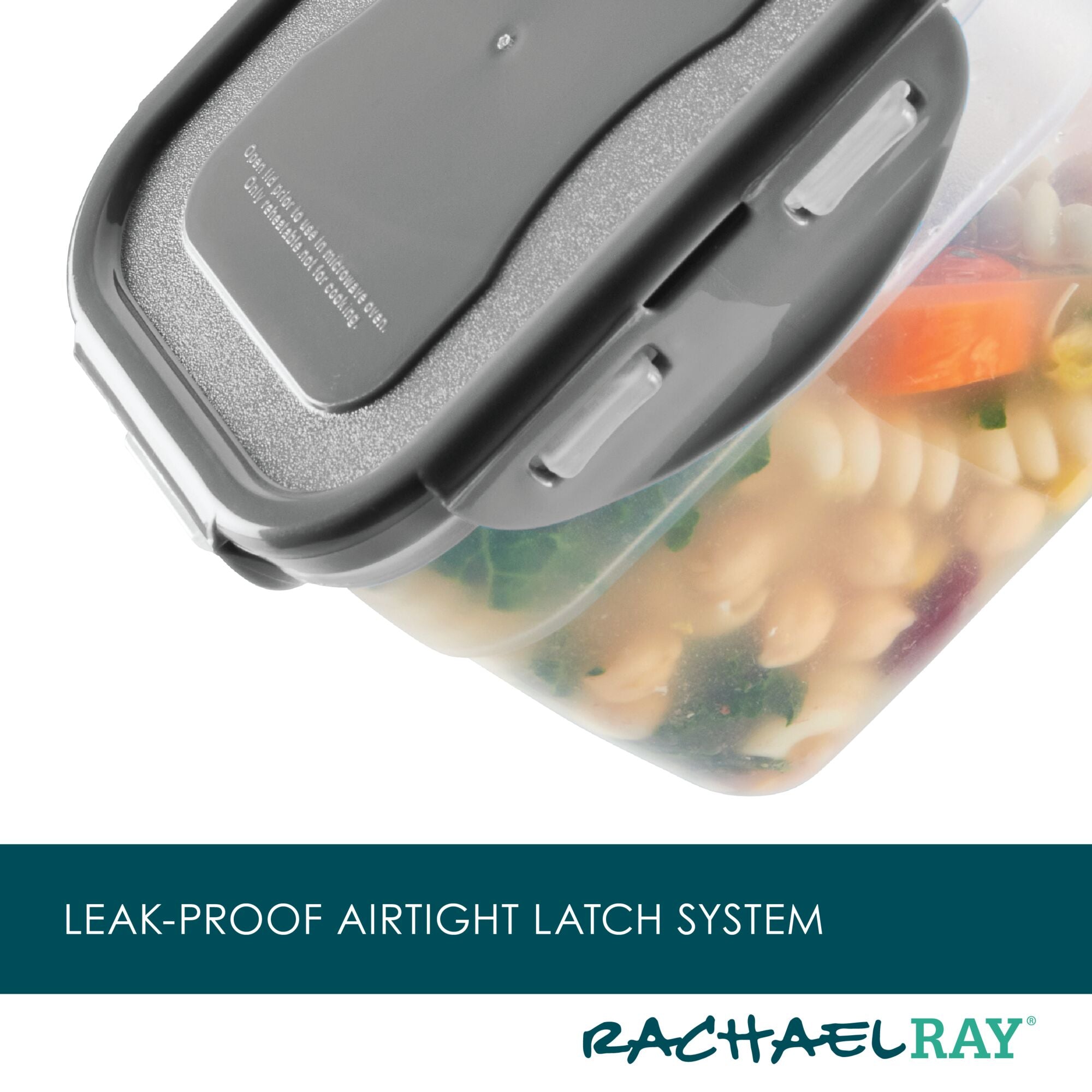 30-Piece Nestable Food Storage Containers with an airtight latch system, featuring a durable and BPA-free design, filled with beans and vegetables.