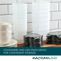 The 30-Piece Nestable Food Storage Containers rest on a kitchen counter, showcasing their durable, BPA-free design.