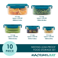 10-Piece Nestable Food Storage Containers | Teal