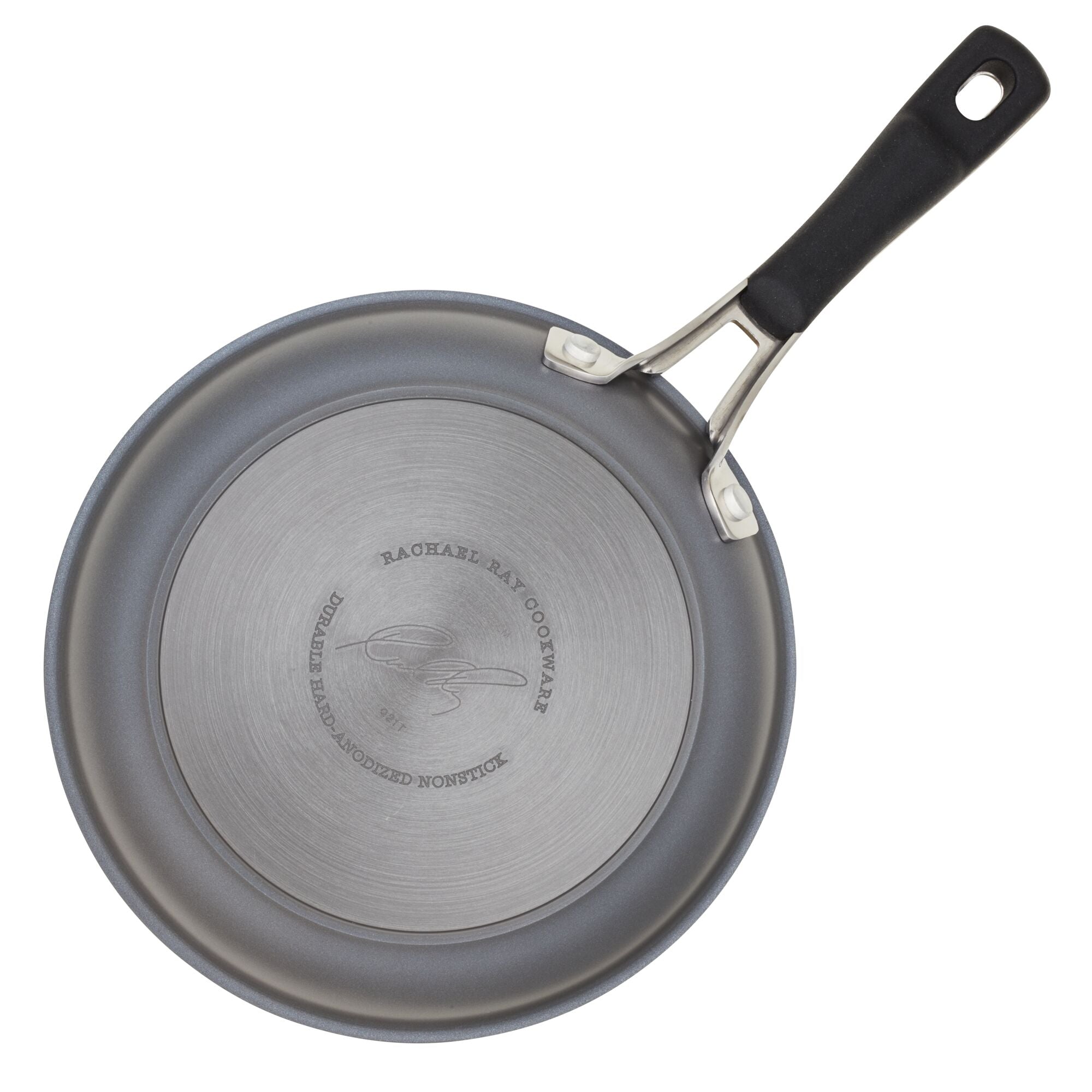 Cook + Create Hard Anodized Nonstick frying pan with a black handle viewed from above.