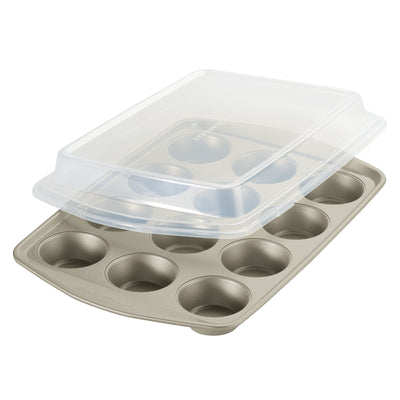 3-Piece Nonstick Covered Cake Pan & Muffin Pan Set