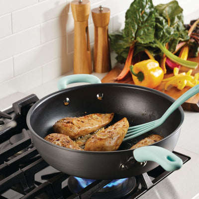 12.5-Inch Create Delicious Anodized Nonstick Induction Deep Frying Pan with Helper Handle