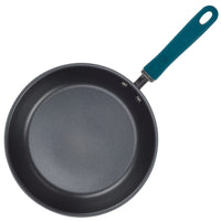 10.25-inch hard anodized nonstick induction frying pan with teal handle.