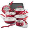 13-Piece Nonstick Induction Cookware Set with glass lids, sheet & spatula.