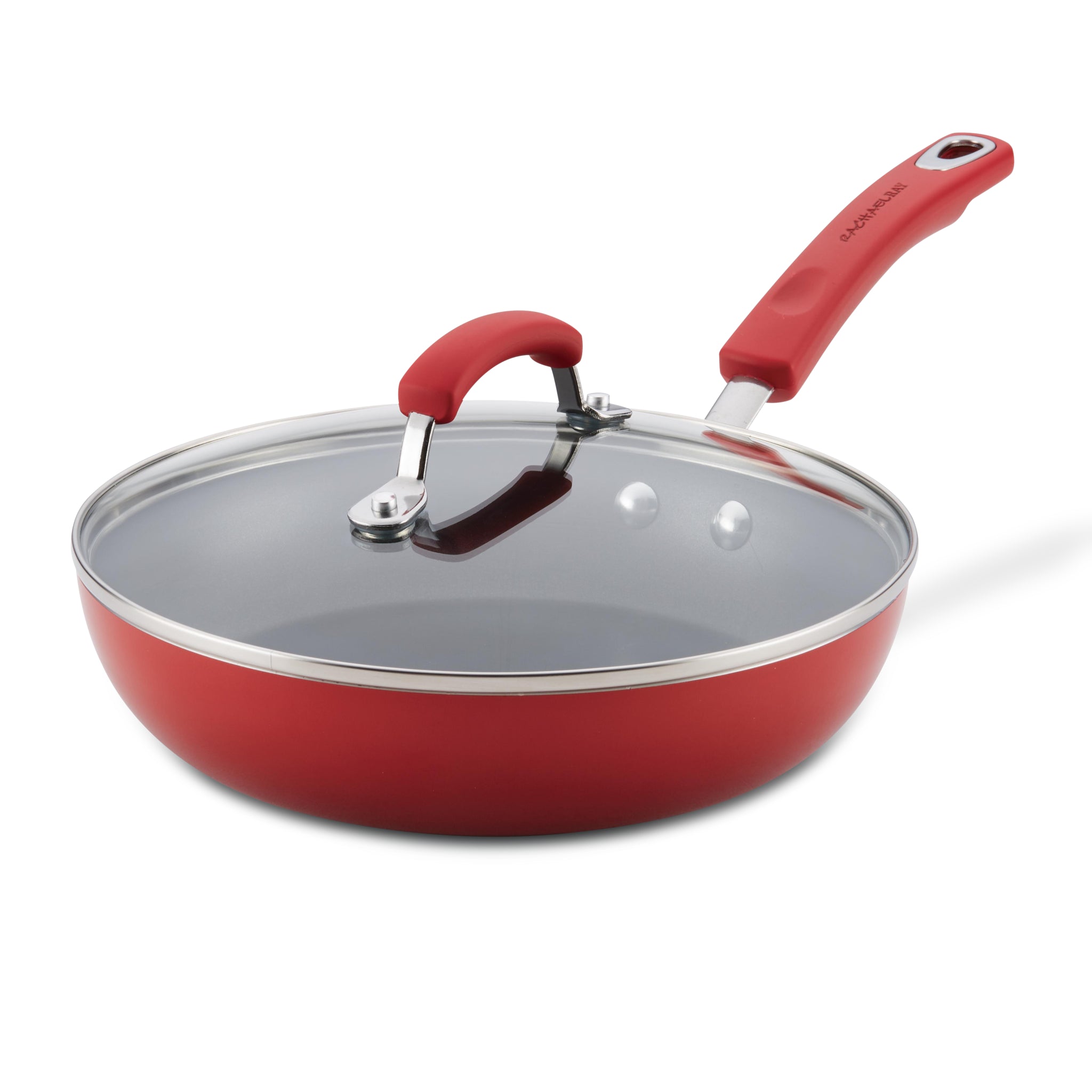 9.5-Inch Covered Deep Frying Pan | Red