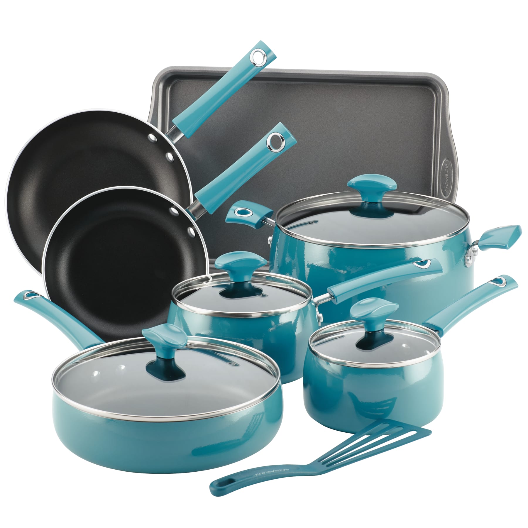 Cook N Home 12-Piece Nonstick Stay Cool Handle Cookware Set, Turquoise