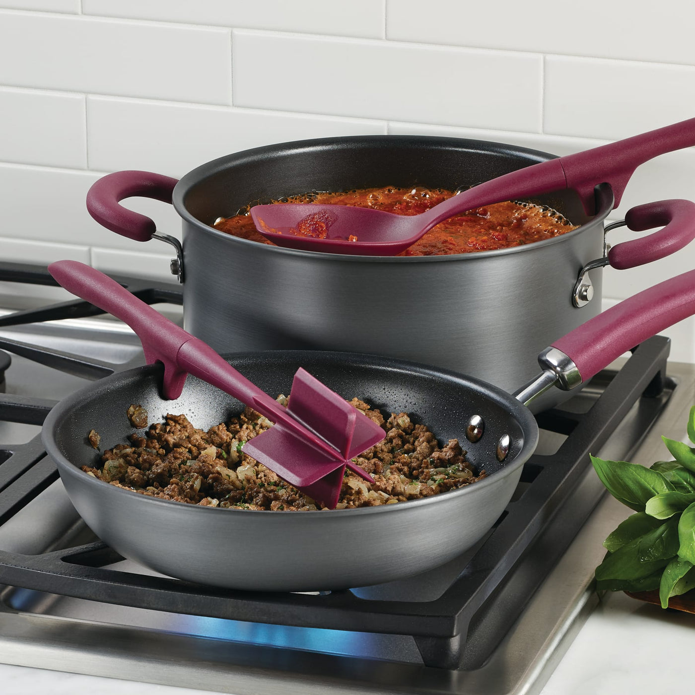 Tools and Gadgets Crush & Chop, Flexi Turner, Scraping Spoon Set | Burgundy