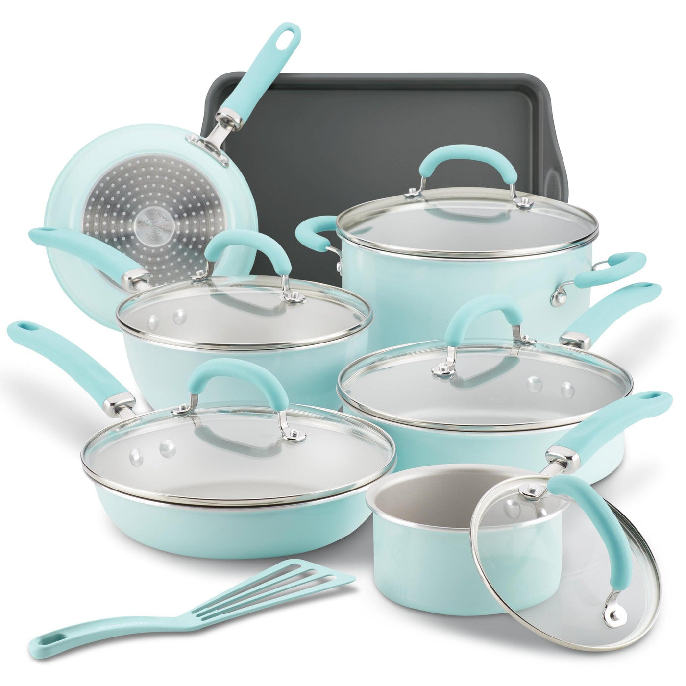 13-Piece Nonstick Induction Cookware Set with pots, pans, lids & more.