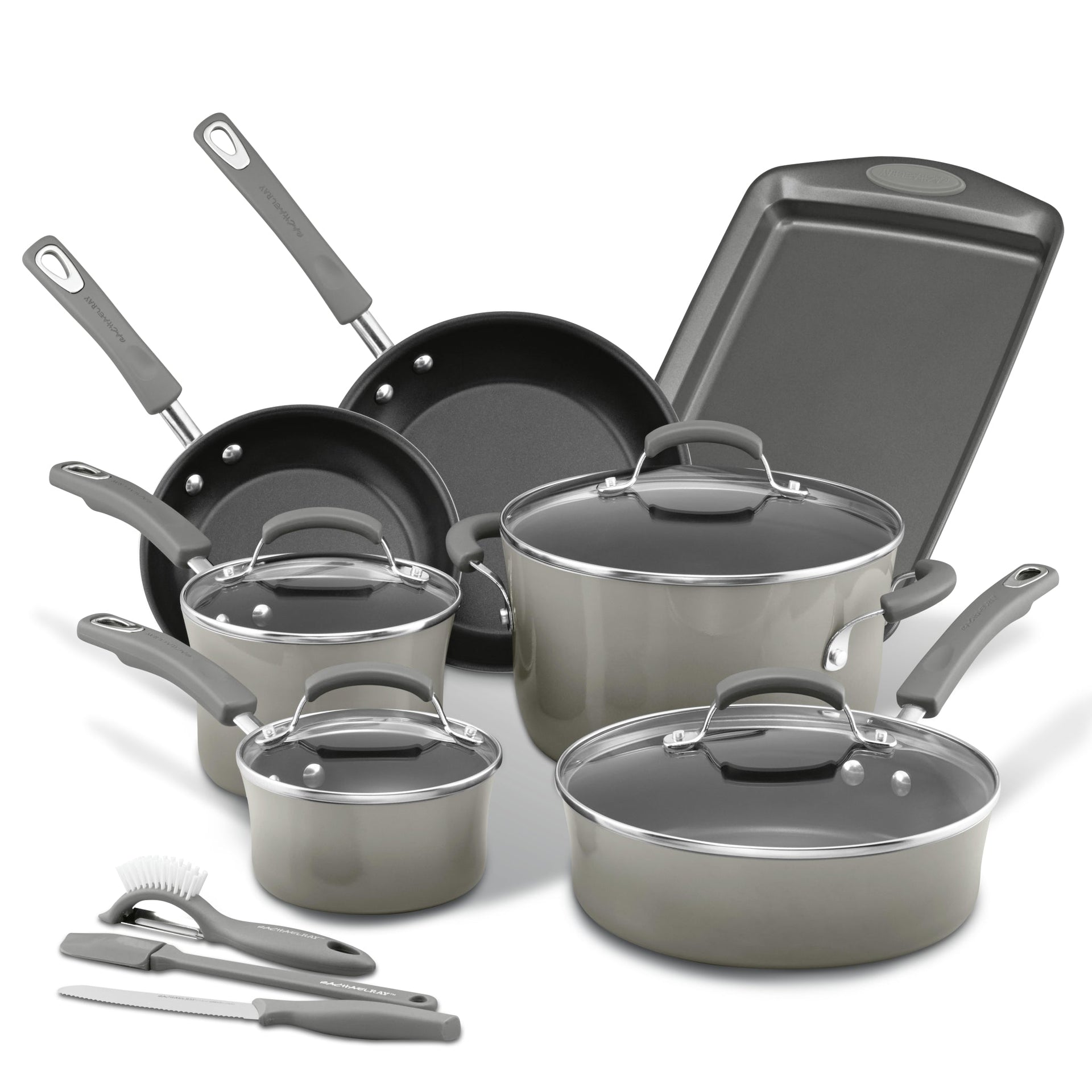 Real Living Black Non-Stick 14-Piece Rivet Handle Cookware Set