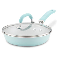 9.5" Covered Deep Frying Pan | Light Blue Shimmer