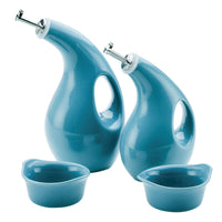 EVOO Bottle and Ramekin Dipper Set | Agave Blue
