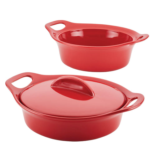 3-Piece Ceramic Casserole Set | Red