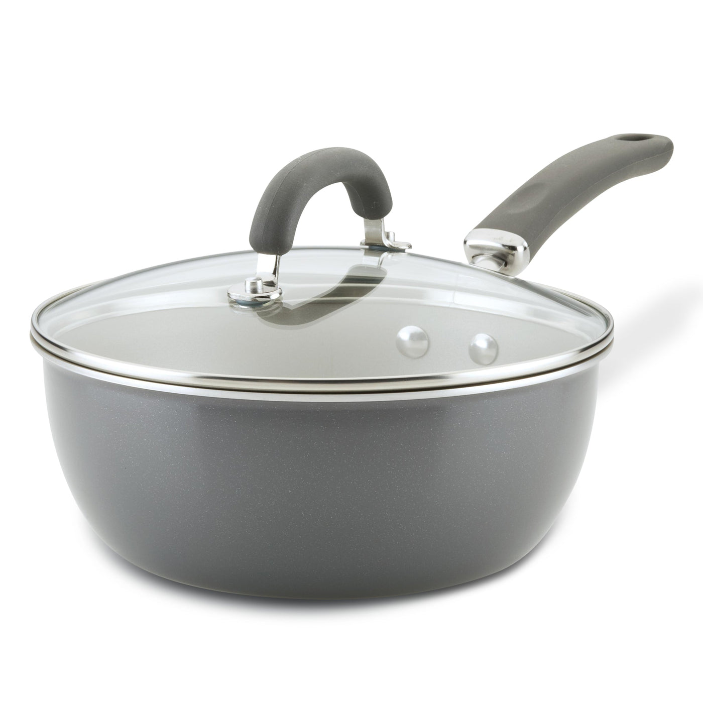 3-Quart Nonstick Induction Everything Pan with glass lid and black handle.