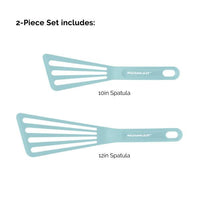 The 10-Inch & 12-Inch Nylon Spatula Set, available in teal, is showcased against a crisp white background.