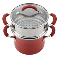 Cookware 3-Quart Covered Steamer Set | Cranberry Red