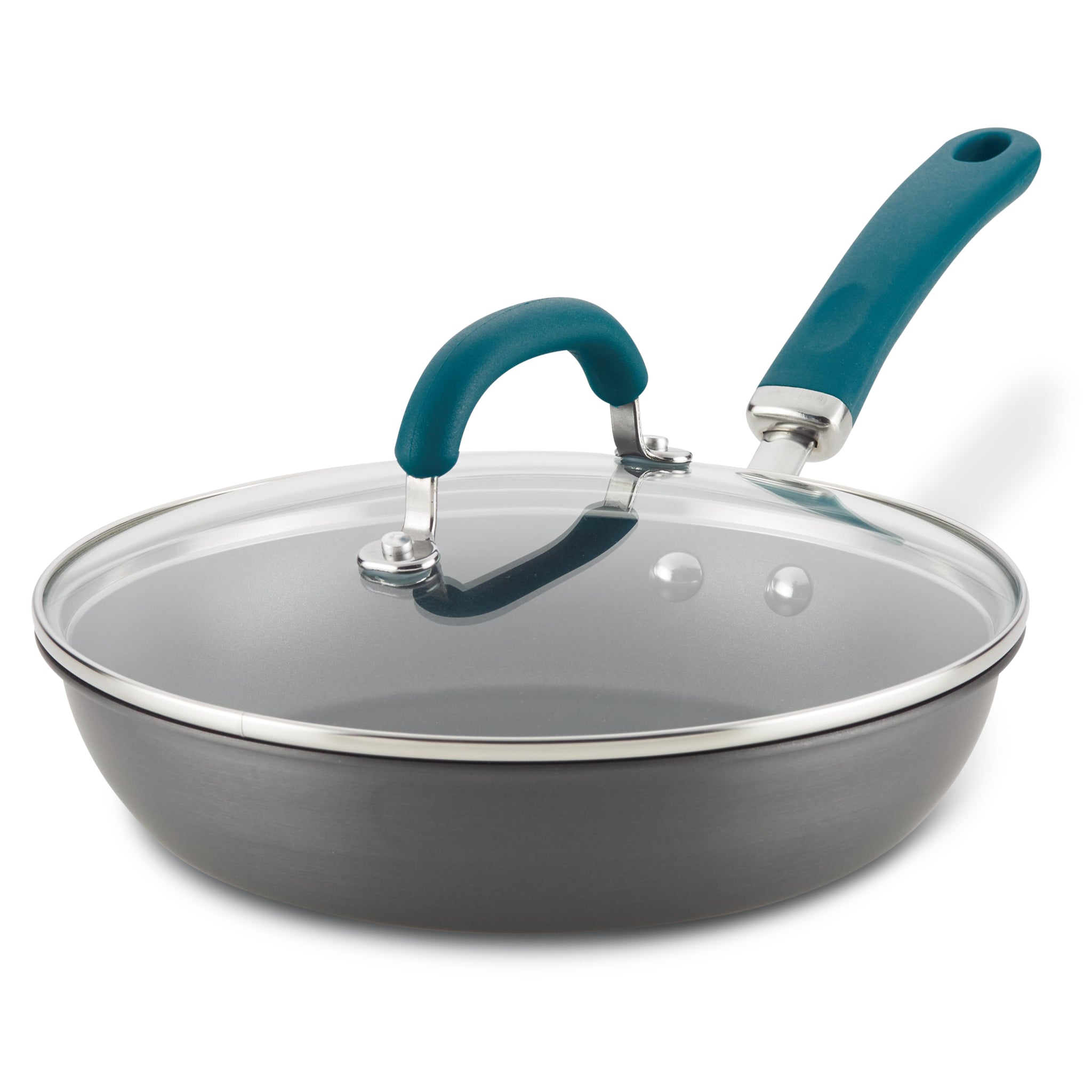 10.25" hard anodized nonstick deep fry pan with glass lid, induction ready.