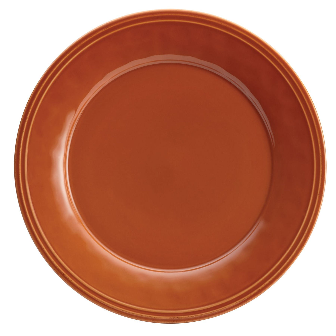 The 16-Piece Dinnerware Set includes a brown, round ceramic plate with a glossy finish that boasts a handcrafted texture, adding sophistication to the collection.