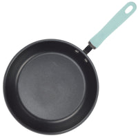 10.25-inch nonstick induction deep frying pan with light blue handle, top view.