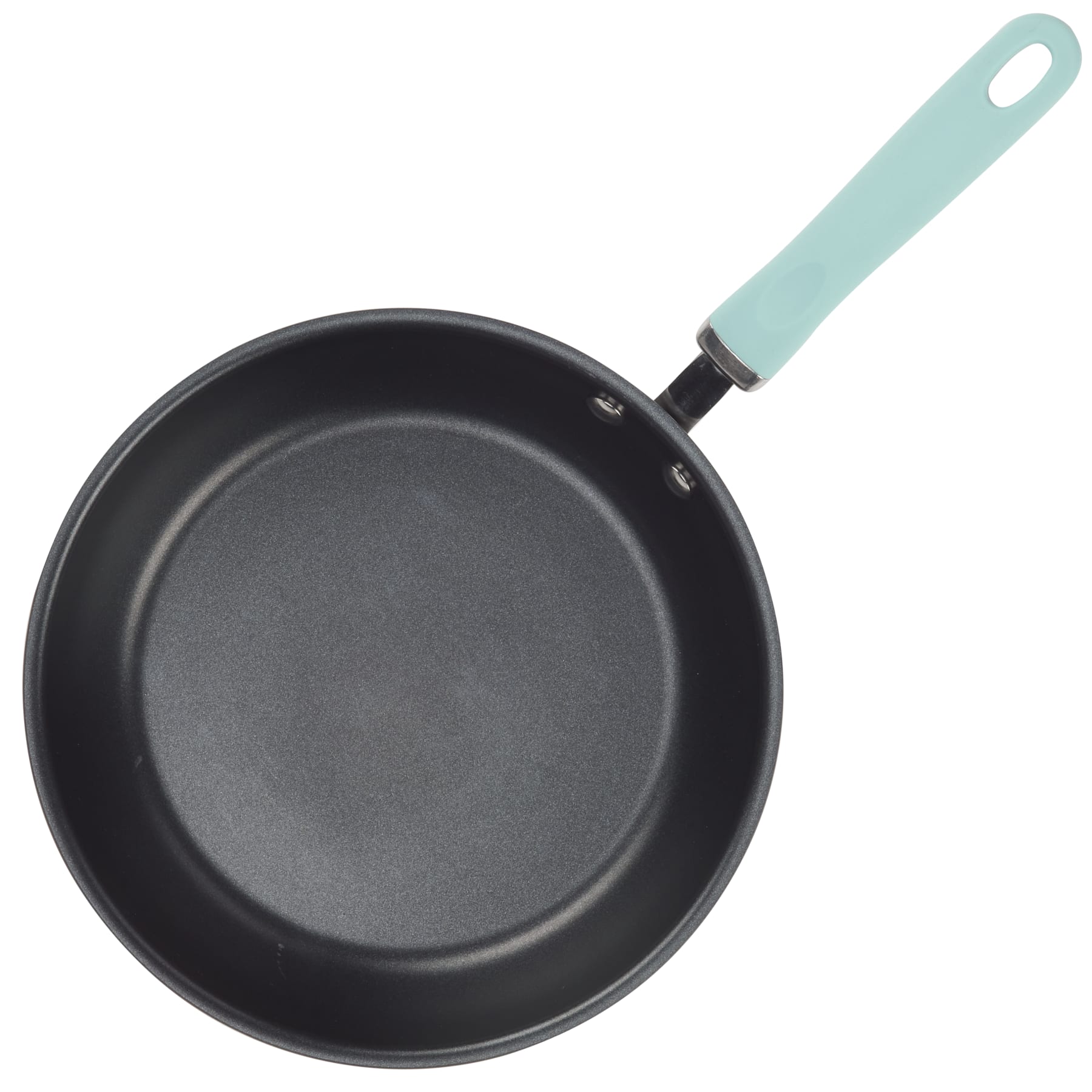 10.25-inch nonstick induction deep frying pan with light blue handle, top view.