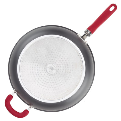 12.5-Inch Create Delicious Anodized Nonstick Induction Deep Frying Pan with Helper Handle