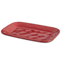 An 8" x 12" rectangular platter in red ceramic, featuring a glossy, stain-resistant glaze.