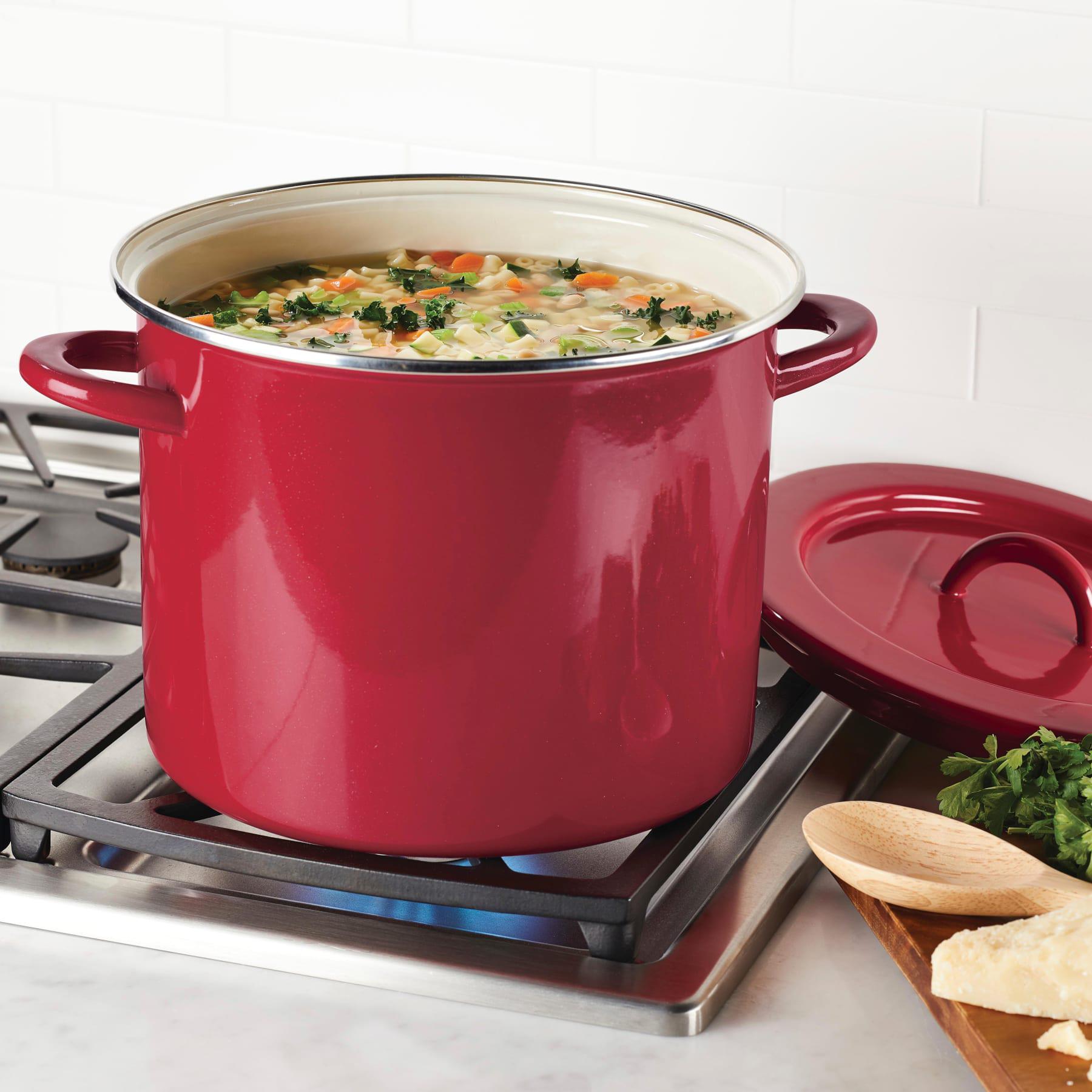 Enamel on Steel 12-Quart Covered Induction Stockpot | RachaelRay