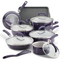 13-Piece Nonstick Induction Set with glass lids & PlatinumShield Technology.