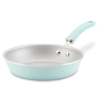 Light blue Nonstick Induction Deep Frying Pan with matching handle, oven safe.