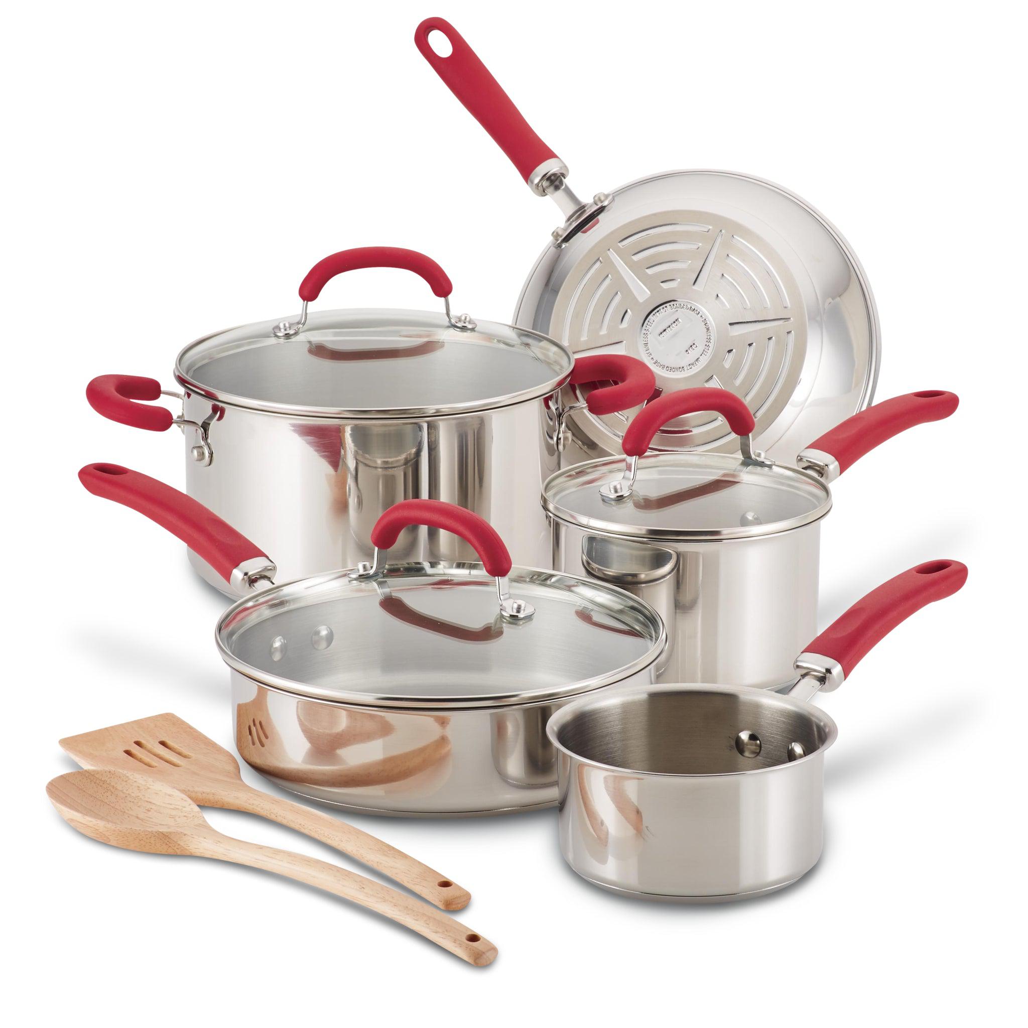 Stainless Steel 10-Piece Cookware Set | Red