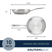 10-Inch Professional Stainless Steel Induction Frying Pan, featuring a handle, displayed from top and side angles.