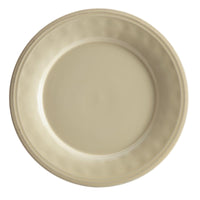 A plain, beige, oval plate featuring a slightly textured edge from the 16-Piece Dinnerware Set.