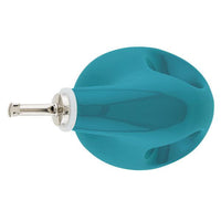Teal rotary cutter with a silver blade and ergonomic handle, viewed from above, reminiscent of the precision pouring associated with the 24-Ounce EVOO Bottle equipped with a stainless steel pour spout.