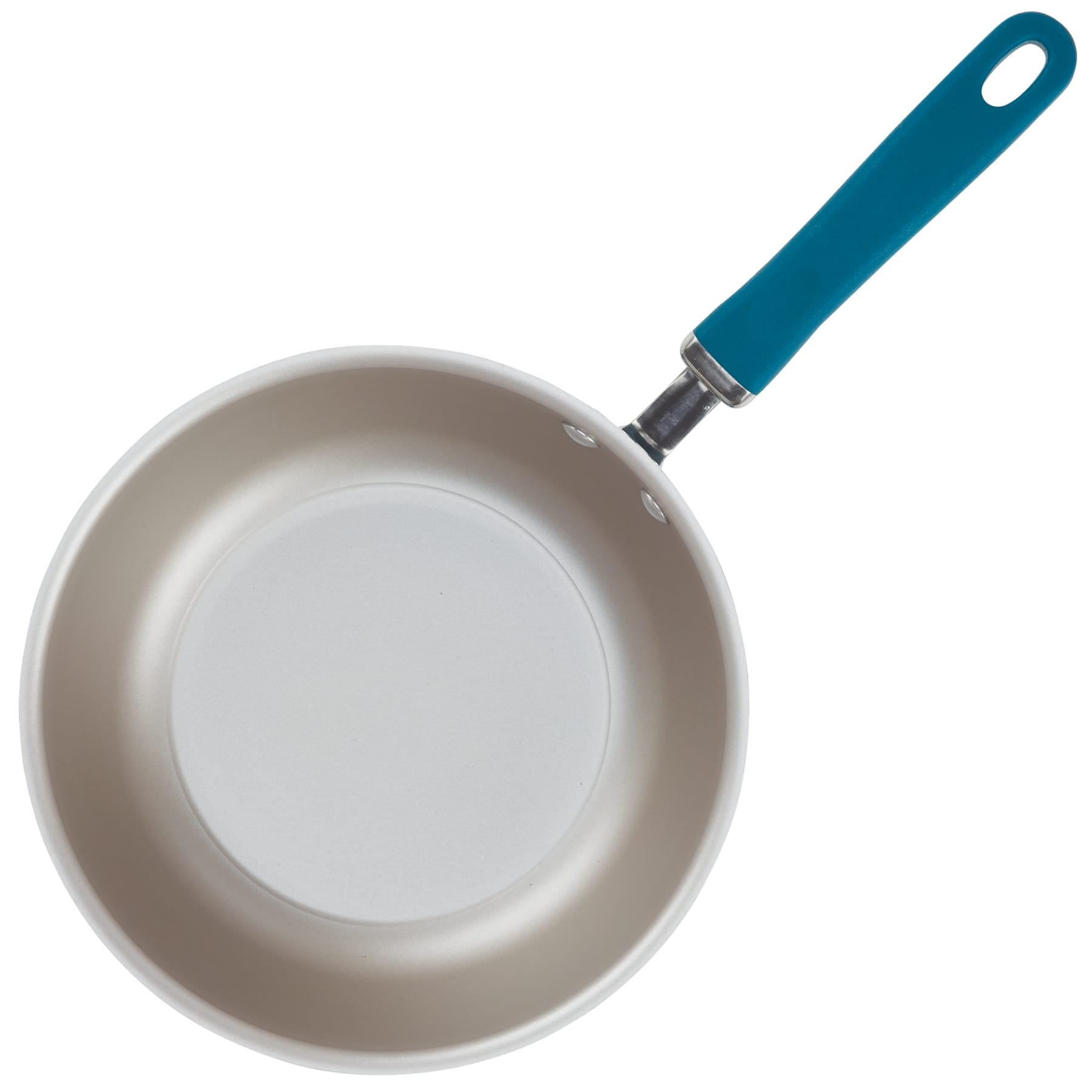 3-Quart Nonstick Induction Covered Chef Pan with blue handle, top view.