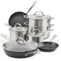 11- Piece Professional Hard-Anodized Nonstick and Induction Stainless Steel Cookware Set